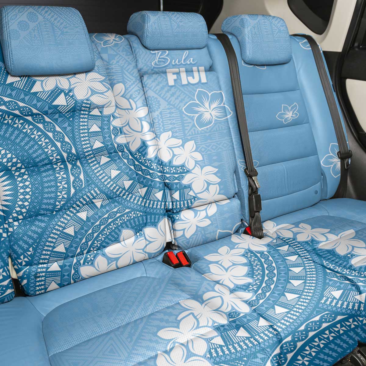 Bula Fiji Women's Day Back Car Seat Cover Turquoise Masi Tapa LT7 - Polynesian Pride