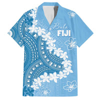 Bula Fiji Women's Day Family Matching Off Shoulder Short Dress and Hawaiian Shirt Turquoise Masi Tapa LT7 Dad's Shirt - Short Sleeve Turquoise - Polynesian Pride