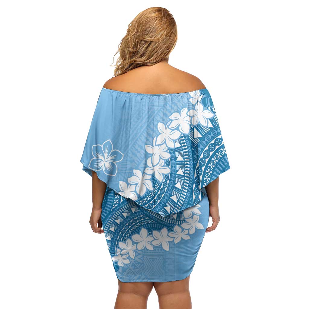 Bula Fiji Women's Day Family Matching Off Shoulder Short Dress and Hawaiian Shirt Turquoise Masi Tapa LT7 - Polynesian Pride