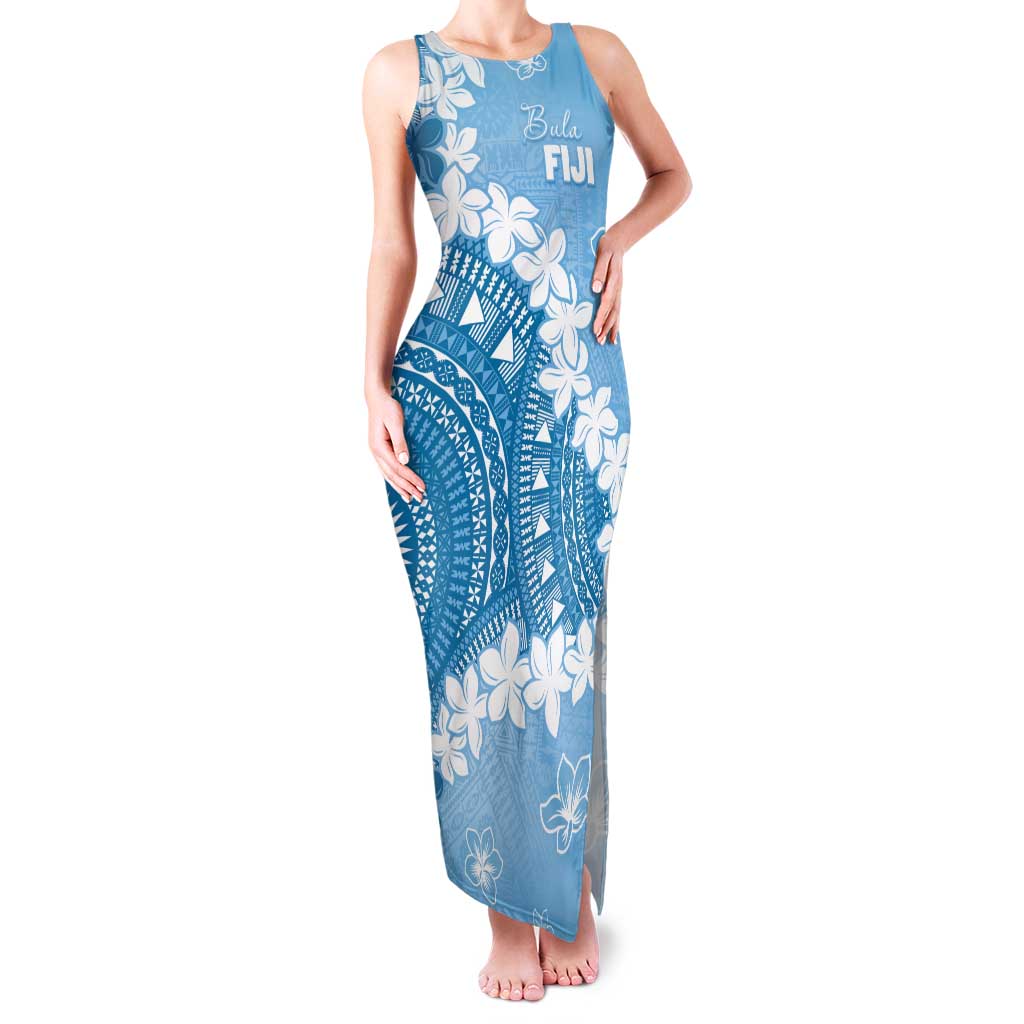 Bula Fiji Women's Day Family Matching Tank Maxi Dress and Hawaiian Shirt Turquoise Masi Tapa LT7 Mom's Dress Turquoise - Polynesian Pride