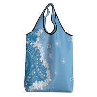 Bula Fiji Women's Day Grocery Bag Turquoise Masi Tapa LT7