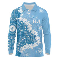 Bula Fiji Women's Day Long Sleeve Polo Shirt Turquoise Masi Tapa