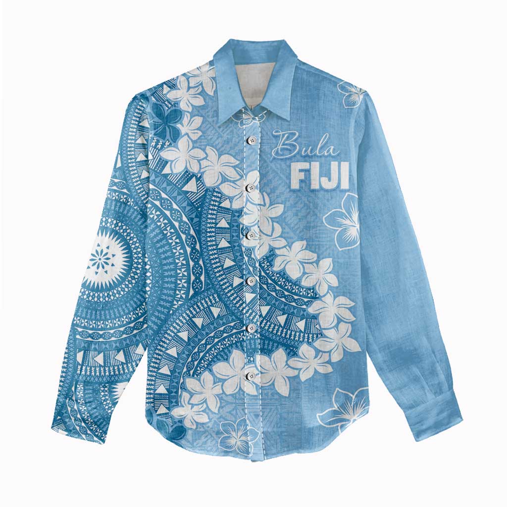 Bula Fiji Women's Day Women Casual Shirt Turquoise Masi Tapa