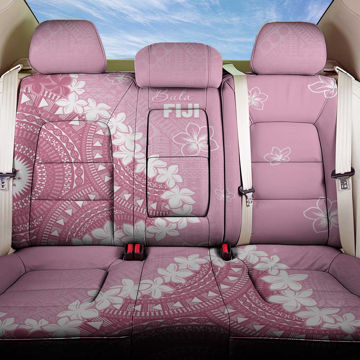 Bula Fiji Women's Day Back Car Seat Cover Pink Masi Tapa LT7 One Size Pink - Polynesian Pride