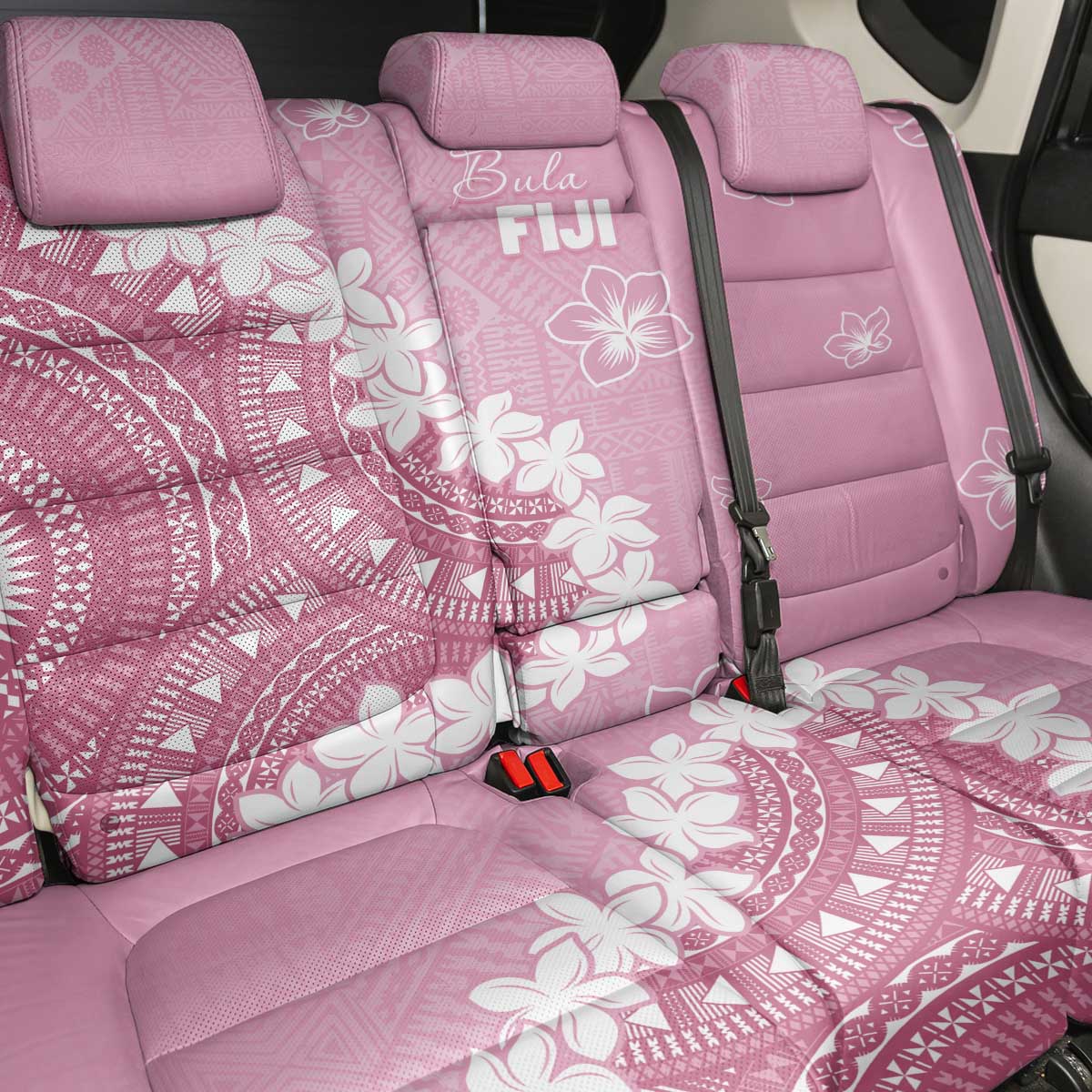 Bula Fiji Women's Day Back Car Seat Cover Pink Masi Tapa LT7 - Polynesian Pride