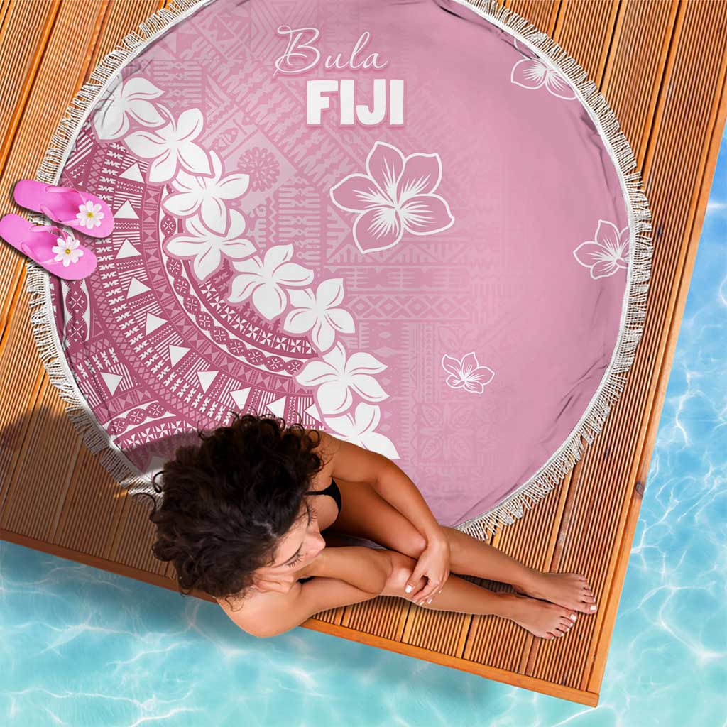 Bula Fiji Women's Day Beach Blanket Pink Masi Tapa