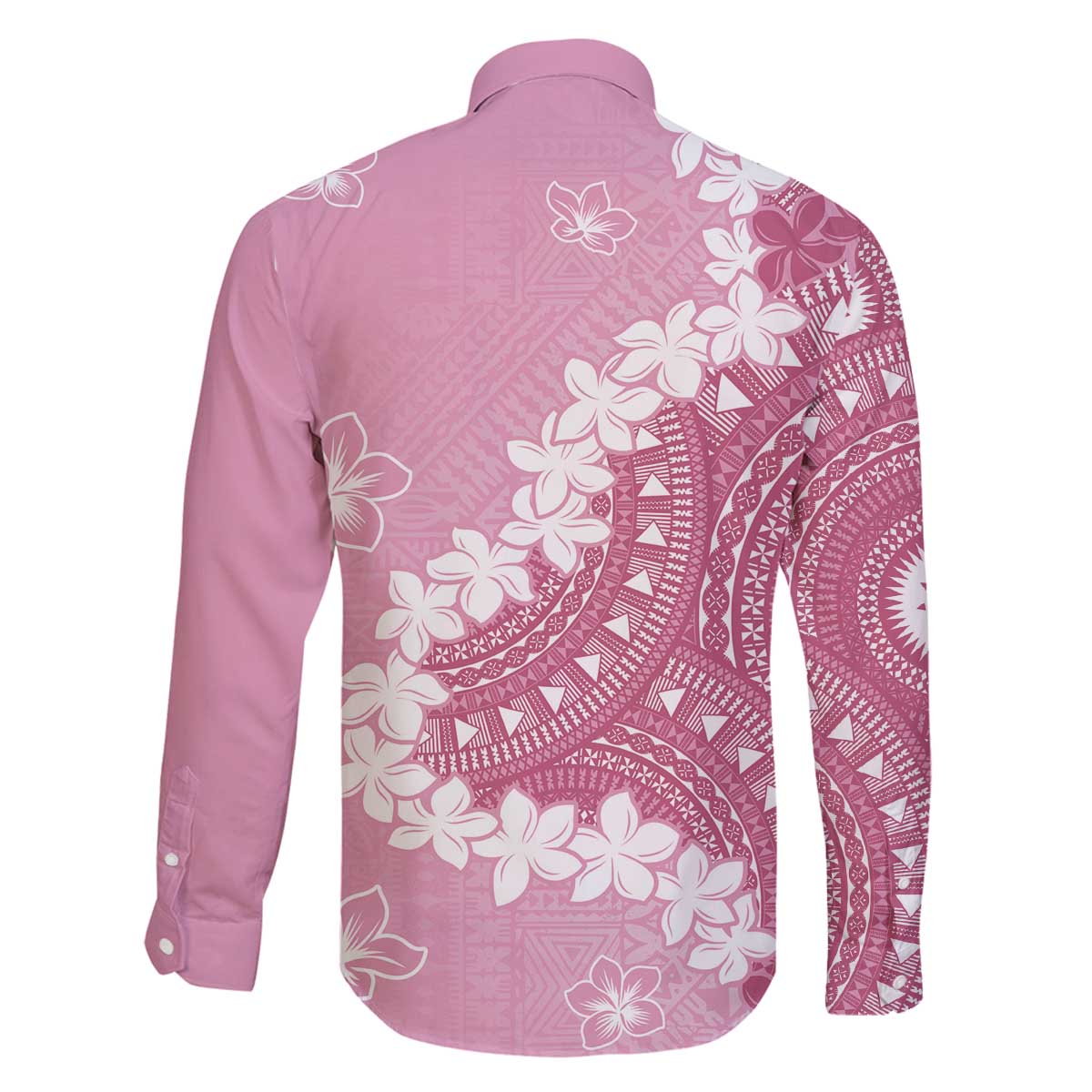 Bula Fiji Women's Day Family Matching Off The Shoulder Long Sleeve Dress and Hawaiian Shirt Pink Masi Tapa