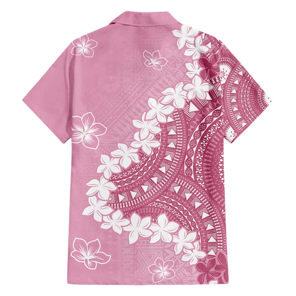 Bula Fiji Women's Day Family Matching Off Shoulder Maxi Dress and Hawaiian Shirt Pink Masi Tapa LT7 - Polynesian Pride