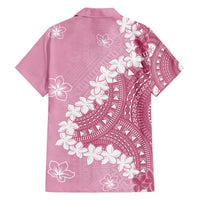 Bula Fiji Women's Day Family Matching Off Shoulder Short Dress and Hawaiian Shirt Pink Masi Tapa LT7 - Polynesian Pride