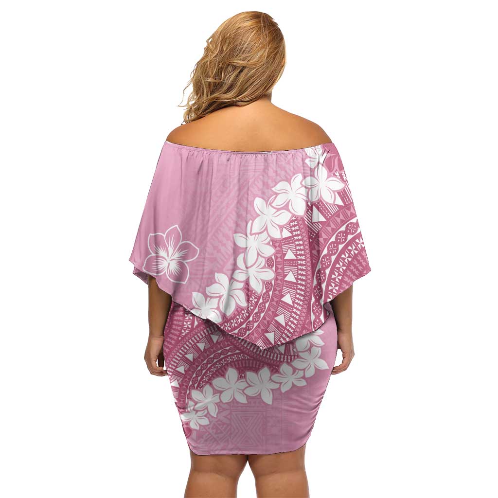 Bula Fiji Women's Day Family Matching Off Shoulder Short Dress and Hawaiian Shirt Pink Masi Tapa LT7 - Polynesian Pride