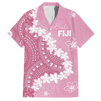 Bula Fiji Women's Day Family Matching Short Sleeve Bodycon Dress and Hawaiian Shirt Pink Masi Tapa LT7 Dad's Shirt - Short Sleeve Pink - Polynesian Pride