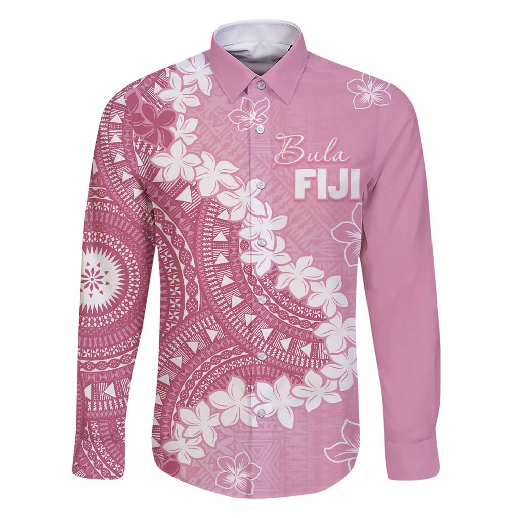 Bula Fiji Women's Day Family Matching Short Sleeve Bodycon Dress and Hawaiian Shirt Pink Masi Tapa LT7 Dad's Shirt - Long Sleeve Pink - Polynesian Pride