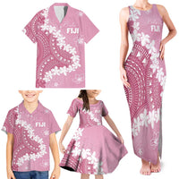 Bula Fiji Women's Day Family Matching Tank Maxi Dress and Hawaiian Shirt Pink Masi Tapa LT7 - Polynesian Pride