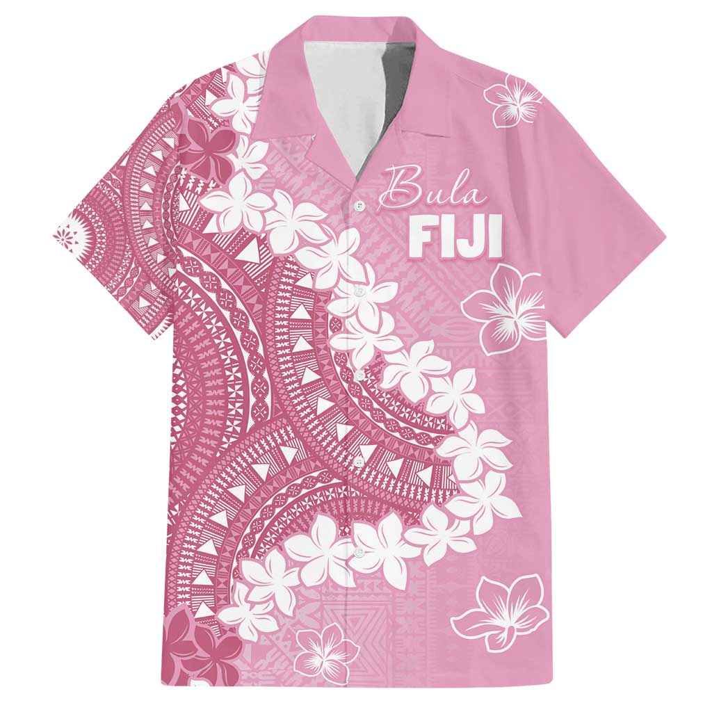 Bula Fiji Women's Day Family Matching Tank Maxi Dress and Hawaiian Shirt Pink Masi Tapa LT7 Dad's Shirt - Short Sleeve Pink - Polynesian Pride