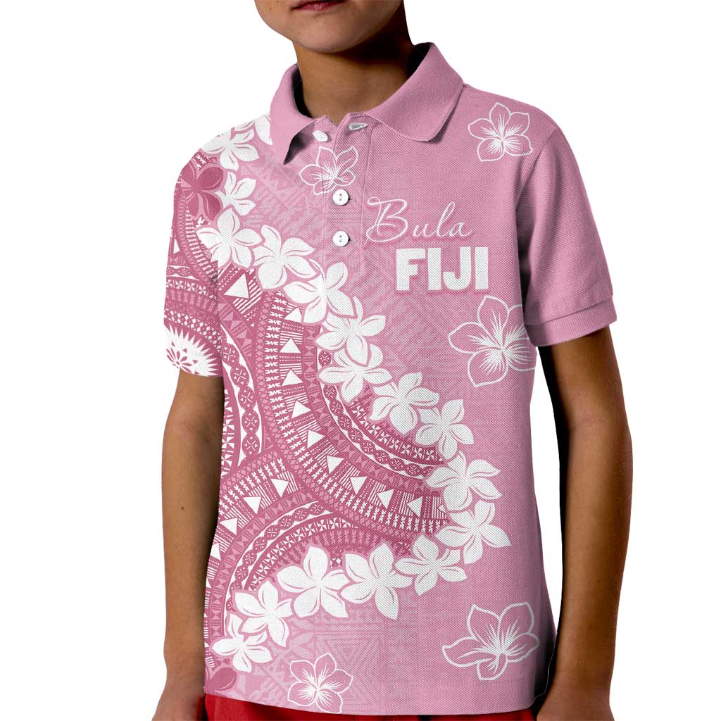 Bula Fiji Women's Day Kid Polo Shirt Pink Masi Tapa