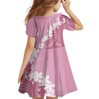 Bula Fiji Women's Day Kid Short Sleeve Dress Pink Masi Tapa