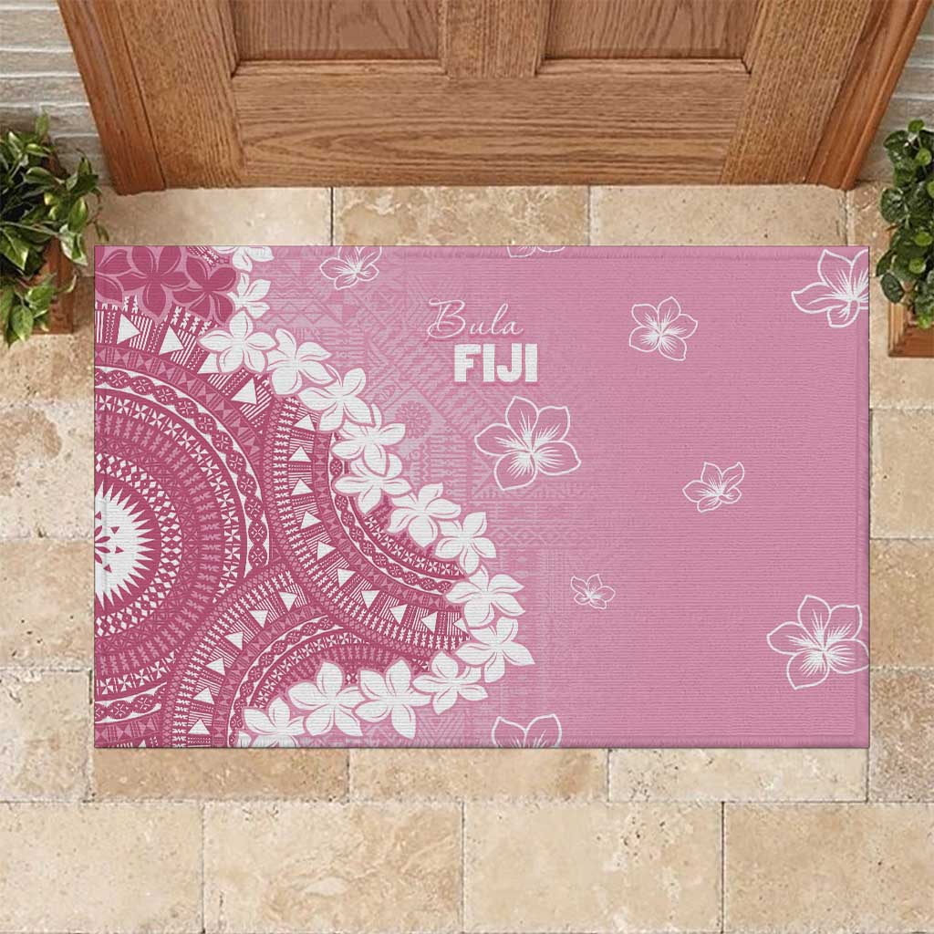 Bula Fiji Women's Day Rubber Doormat Pink Masi Tapa