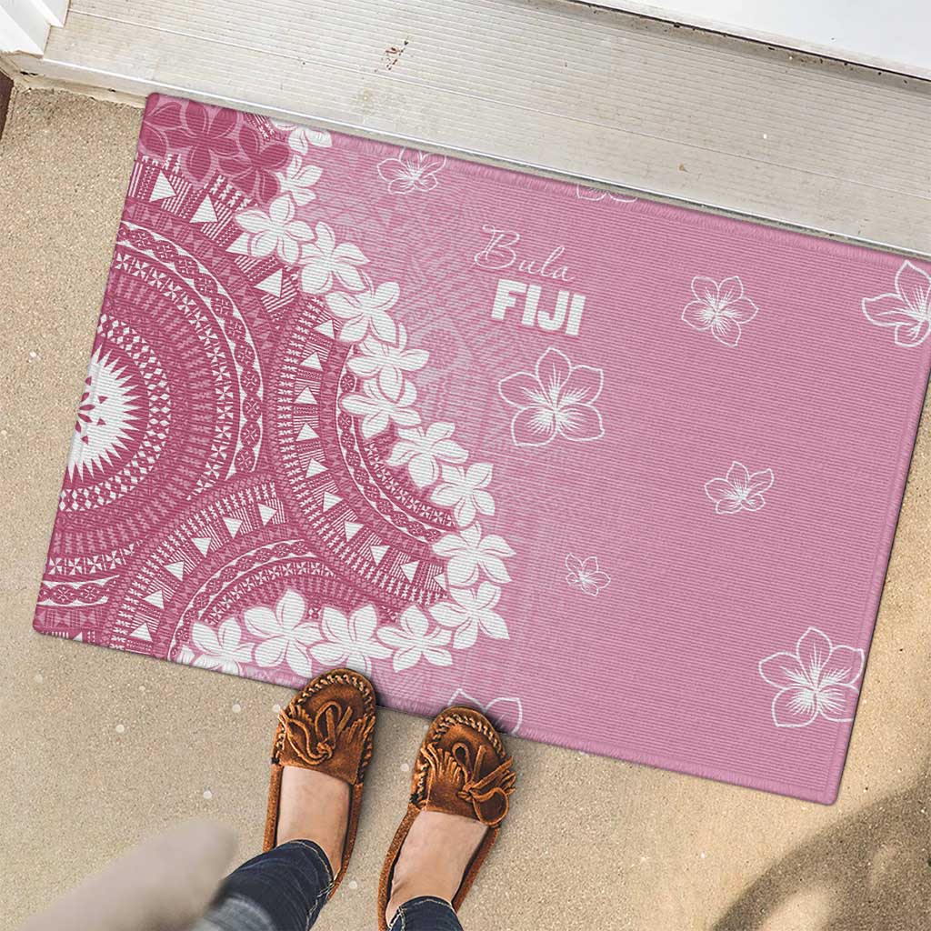 Bula Fiji Women's Day Rubber Doormat Pink Masi Tapa