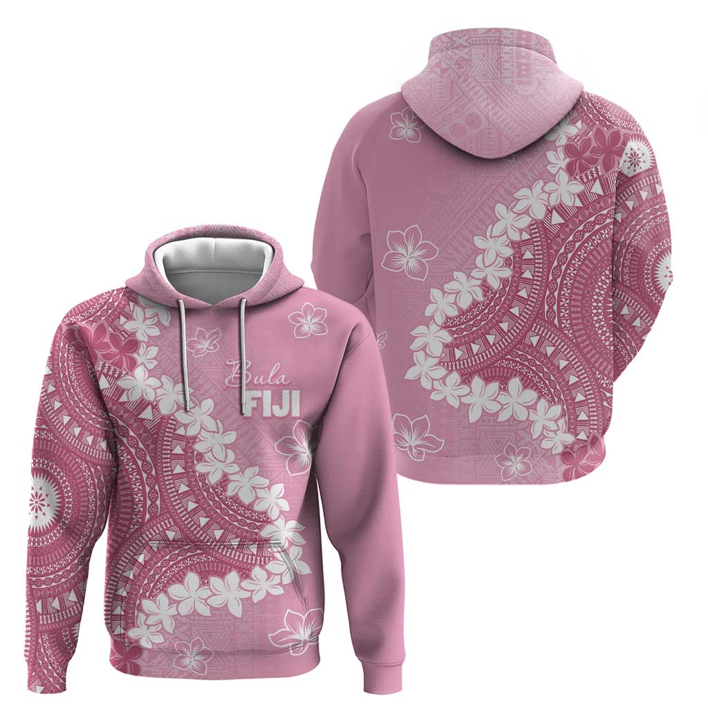Bula Fiji Women's Day Zip Hoodie Pink Masi Tapa LT7 - Polynesian Pride