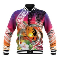 Polynesian Dreamy Turtle Baseball Jacket Sunset Scenery