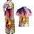 Polynesian Dreamy Turtle Couples Matching Off Shoulder Maxi Dress and Hawaiian Shirt Sunset Scenery