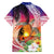 Polynesian Dreamy Turtle Family Matching Off The Shoulder Long Sleeve Dress and Hawaiian Shirt Sunset Scenery