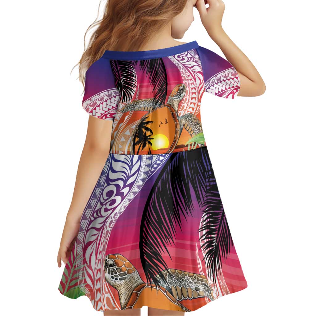 Polynesian Dreamy Turtle Family Matching Puletasi and Hawaiian Shirt Sunset Scenery