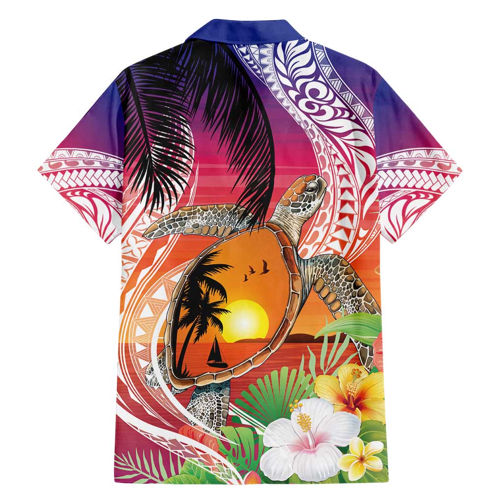 Polynesian Dreamy Turtle Family Matching Summer Maxi Dress and Hawaiian Shirt Sunset Scenery