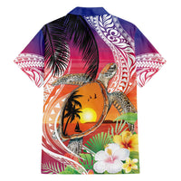 Polynesian Dreamy Turtle Family Matching Summer Maxi Dress and Hawaiian Shirt Sunset Scenery