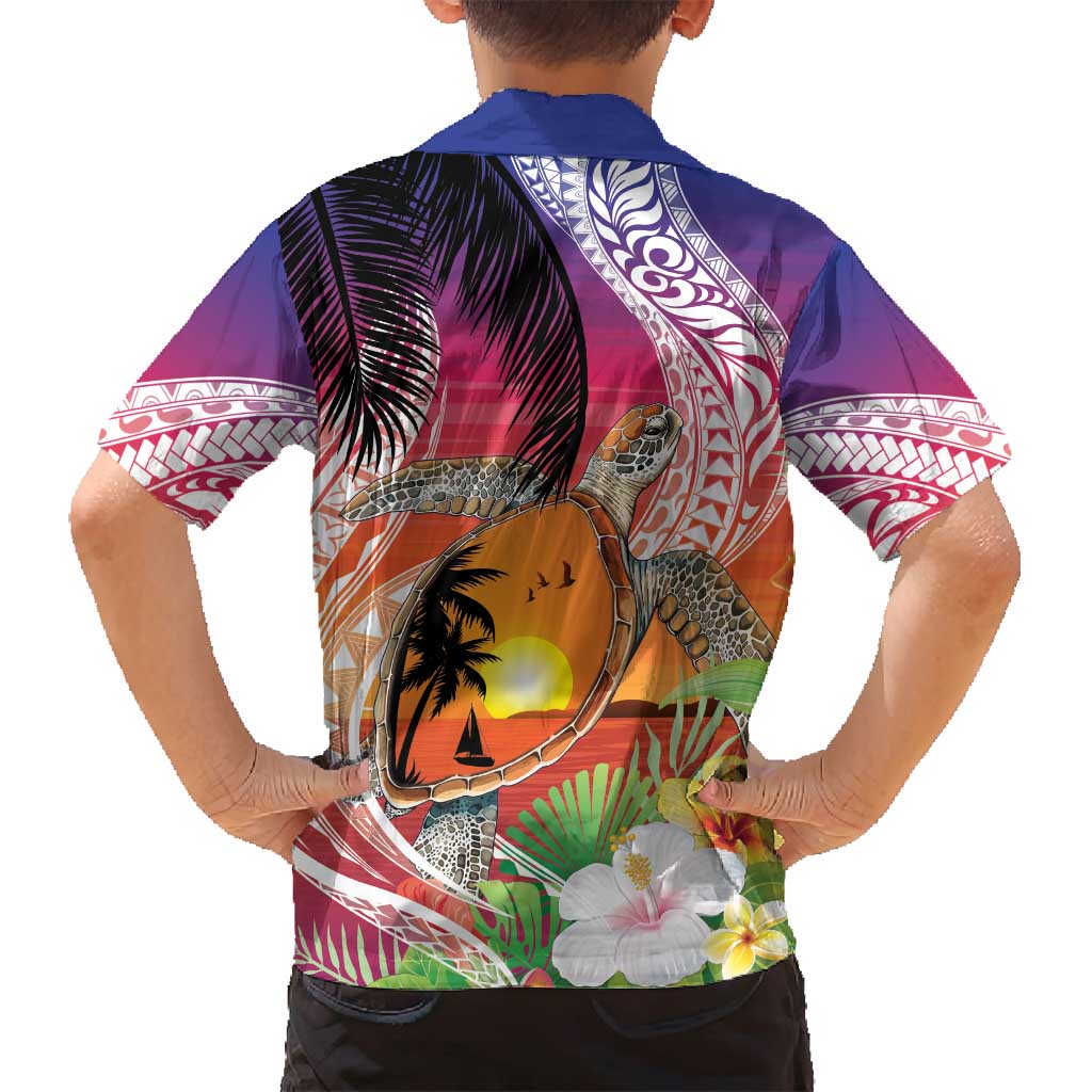 Polynesian Dreamy Turtle Family Matching Tank Maxi Dress and Hawaiian Shirt Sunset Scenery LT7 - Polynesian Pride