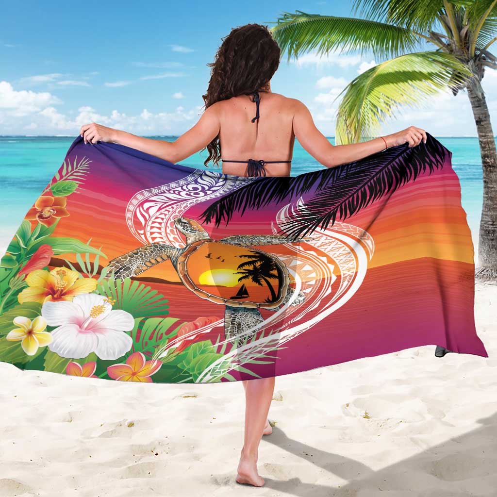 Polynesian Dreamy Turtle Sarong Sunset Scenery