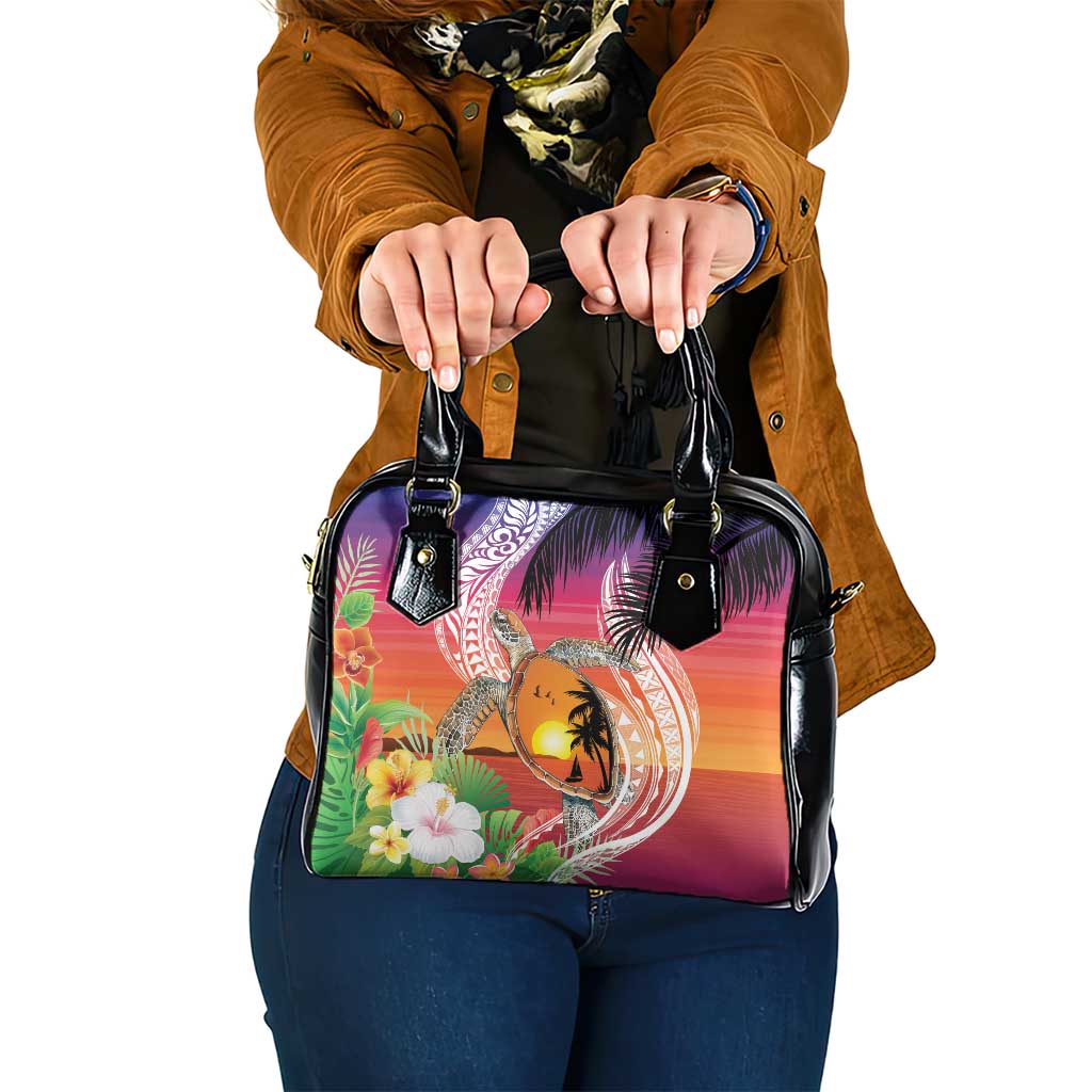 Polynesian Dreamy Turtle Shoulder Handbag Sunset Scenery