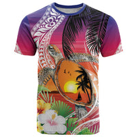 Polynesian Dreamy Turtle T Shirt Sunset Scenery