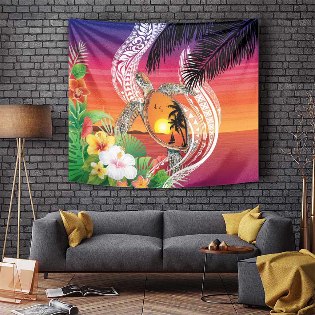 Polynesian Dreamy Turtle Tapestry Sunset Scenery LT7 Art - Polynesian Pride