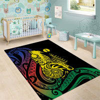 New Caledonia Kanaky Area Rug Stylized Fleche Faitiere With Kagu Bird