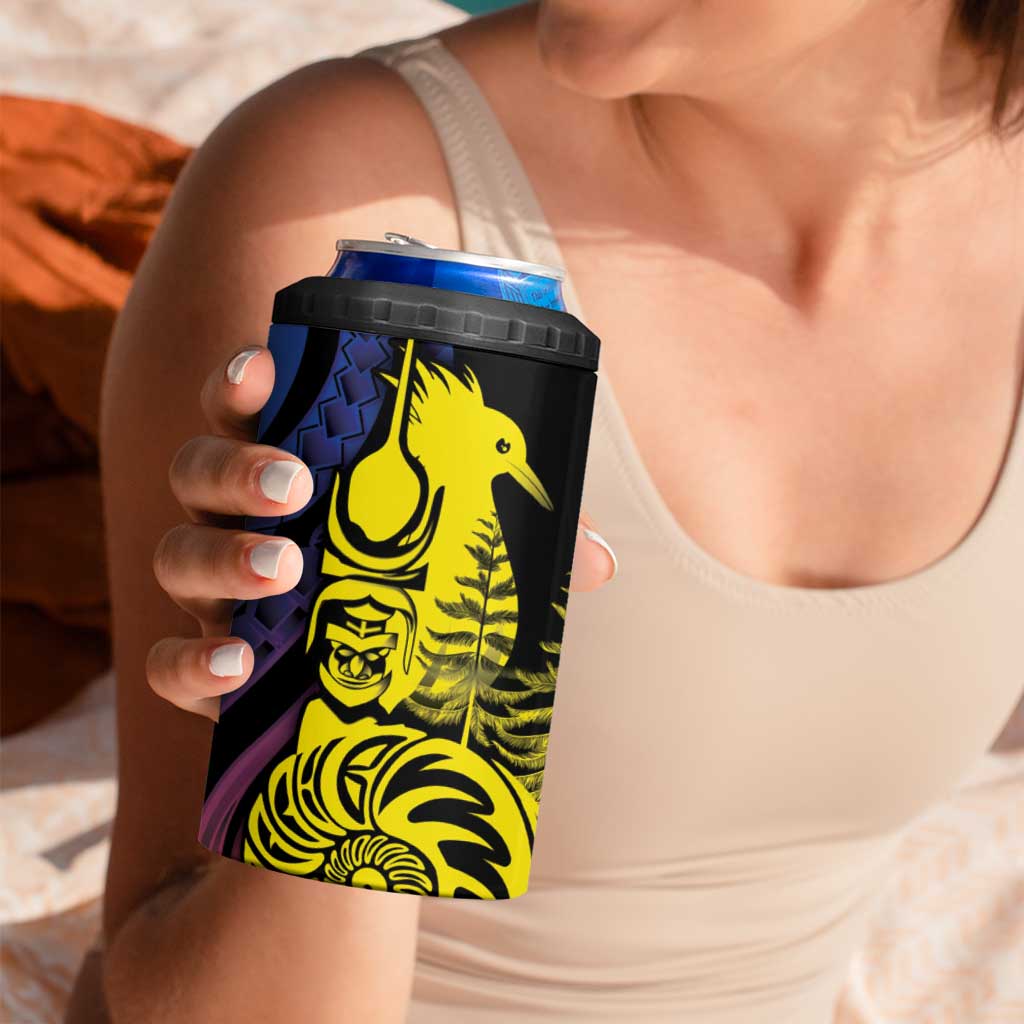 New Caledonia Kanaky 4 in 1 Can Cooler Tumbler Stylized Fleche Faitiere With Kagu Bird