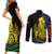 New Caledonia Kanaky Couples Matching Short Sleeve Bodycon Dress and Long Sleeve Button Shirt Stylized Fleche Faitiere With Kagu Bird
