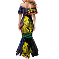 New Caledonia Kanaky Family Matching Mermaid Dress and Hawaiian Shirt Stylized Fleche Faitiere With Kagu Bird LT7 - Polynesian Pride
