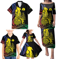 New Caledonia Kanaky Family Matching Puletasi and Hawaiian Shirt Stylized Fleche Faitiere With Kagu Bird LT7 - Polynesian Pride
