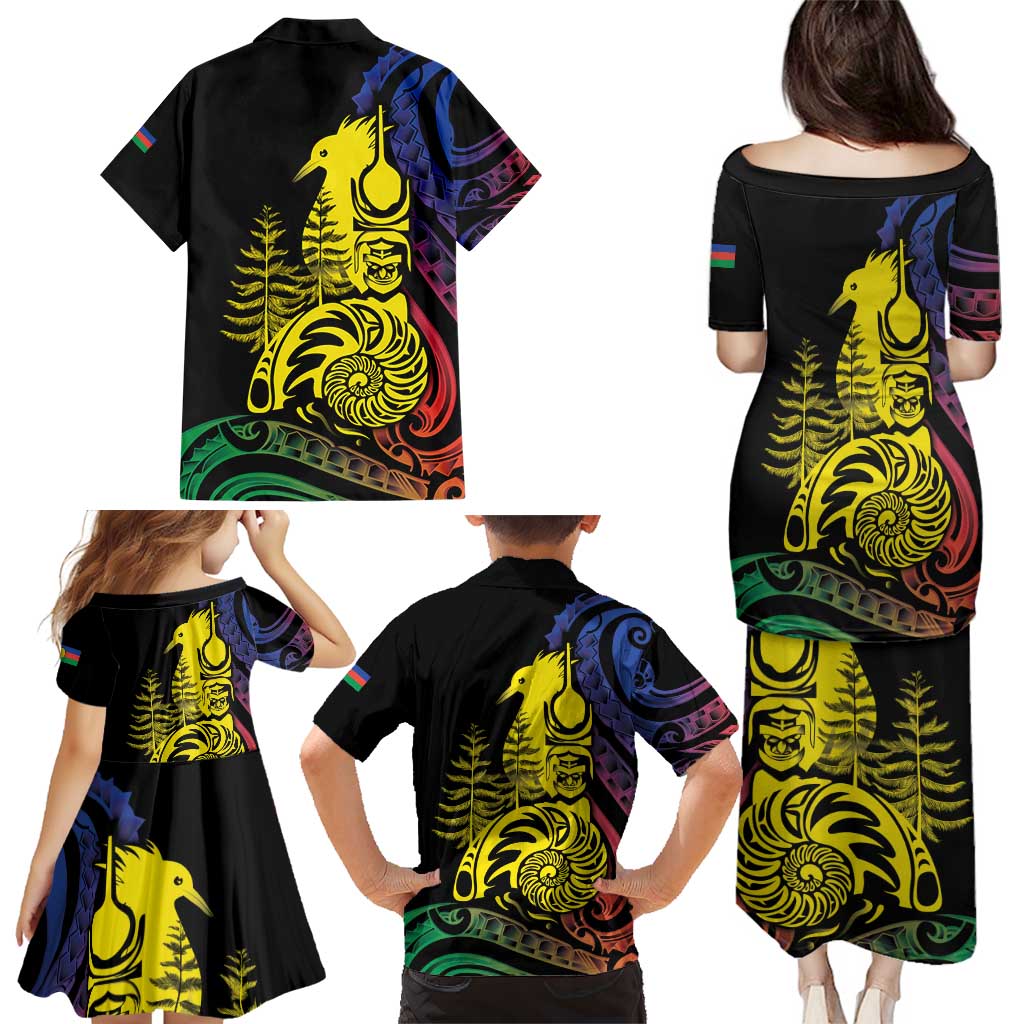 New Caledonia Kanaky Family Matching Puletasi and Hawaiian Shirt Stylized Fleche Faitiere With Kagu Bird LT7 - Polynesian Pride