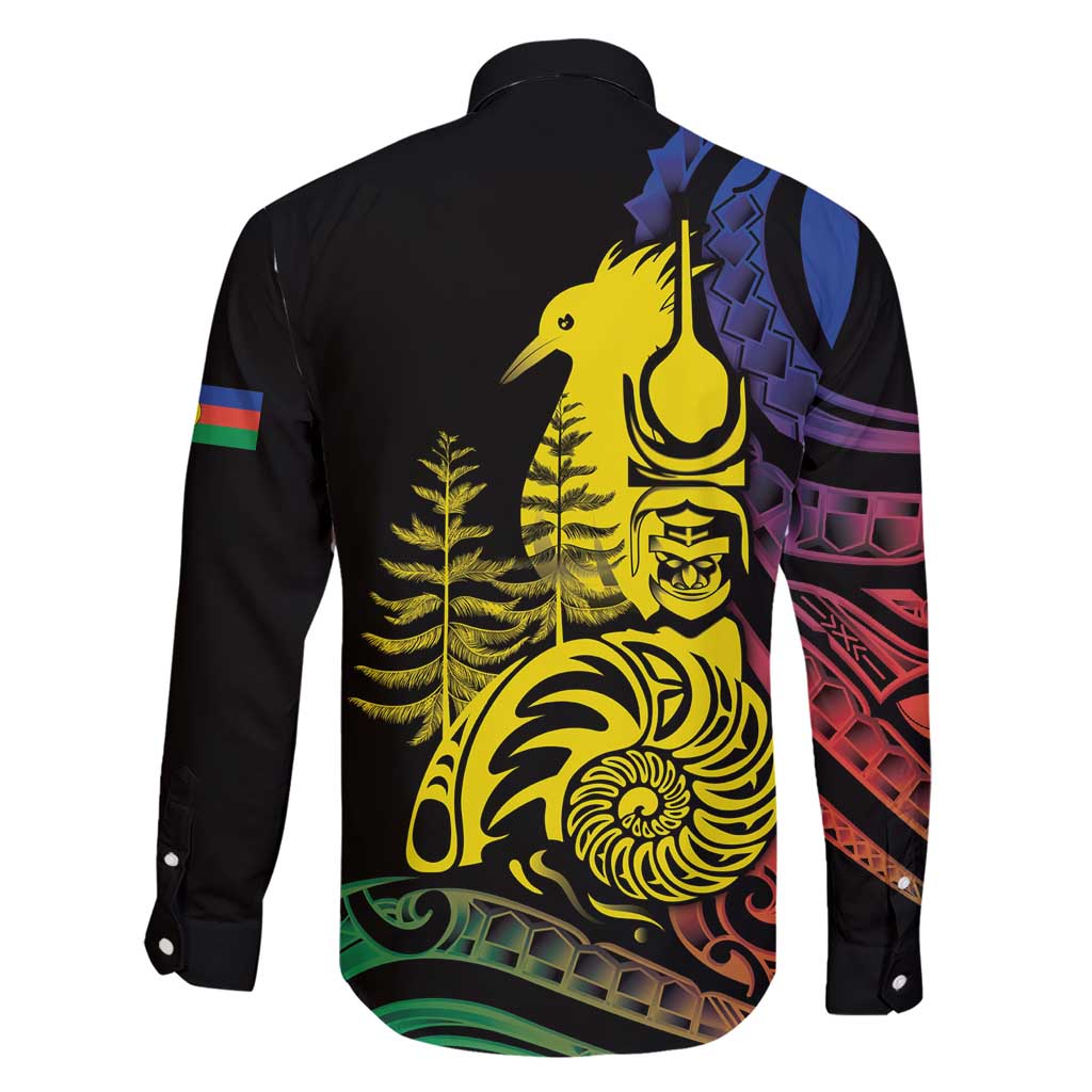 New Caledonia Kanaky Family Matching Short Sleeve Bodycon Dress and Hawaiian Shirt Stylized Fleche Faitiere With Kagu Bird LT7 - Polynesian Pride