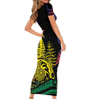 New Caledonia Kanaky Family Matching Short Sleeve Bodycon Dress and Hawaiian Shirt Stylized Fleche Faitiere With Kagu Bird LT7 - Polynesian Pride