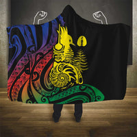 New Caledonia Kanaky Hooded Blanket Stylized Fleche Faitiere With Kagu Bird LT7 - Polynesian Pride