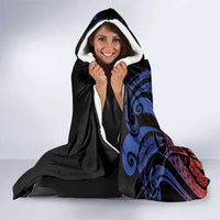 New Caledonia Kanaky Hooded Blanket Stylized Fleche Faitiere With Kagu Bird LT7 - Polynesian Pride