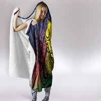 New Caledonia Kanaky Hooded Blanket Stylized Fleche Faitiere With Kagu Bird LT7 - Polynesian Pride