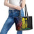 New Caledonia Kanaky Leather Tote Bag Stylized Fleche Faitiere With Kagu Bird