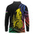 New Caledonia Kanaky Long Sleeve Polo Shirt Stylized Fleche Faitiere With Kagu Bird
