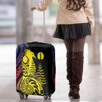 New Caledonia Kanaky Luggage Cover Stylized Fleche Faitiere With Kagu Bird