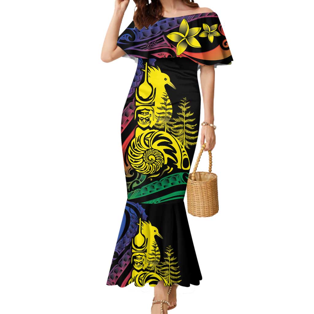 New Caledonia Kanaky Mermaid Dress Stylized Fleche Faitiere With Kagu Bird