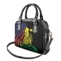 New Caledonia Kanaky Shoulder Handbag Stylized Fleche Faitiere With Kagu Bird